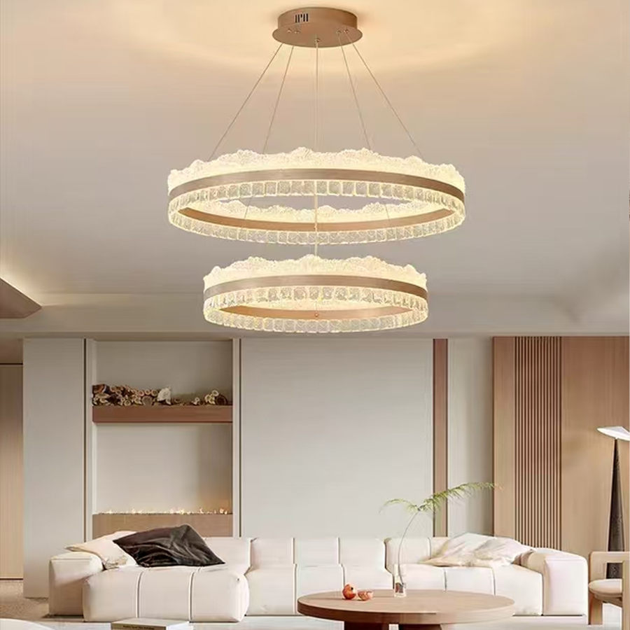 Suspended LED chandelier with remote control NIVALIS, 126W, Cold/Warm/Neutral light, Dimmable, Height Adjustable, Gold