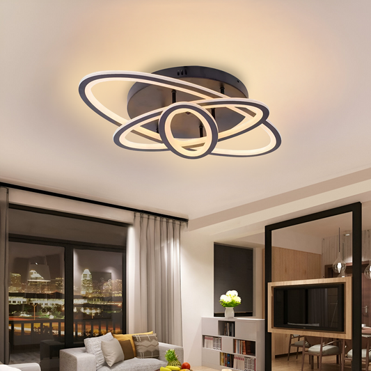 LED chandelier with remote control GENTIANA, 75W, 3 Ellipses, Cold/Warm/Neutral light, Dimmable, Black 
