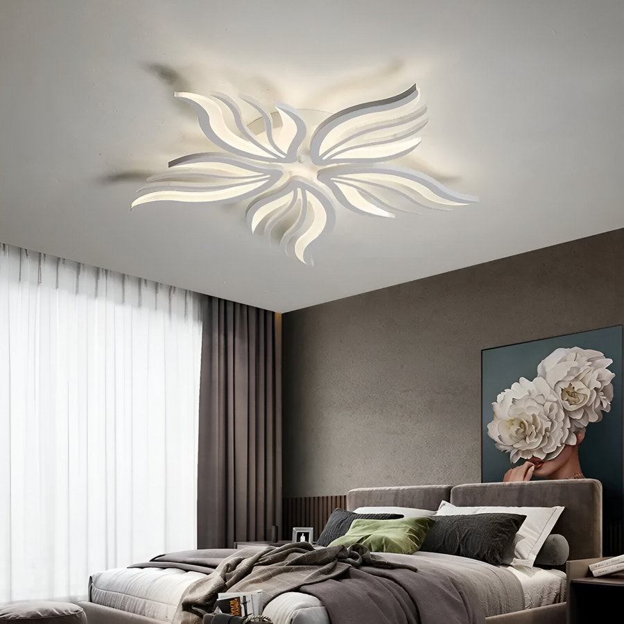LED Chandelier with Remote Control SAKURA, 60W, 5 Petals, Cold/Warm/Neutral Light, Dimmable, White 