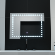 Rectangular LED Mirror 80x60cm Grid Light Basic Touch