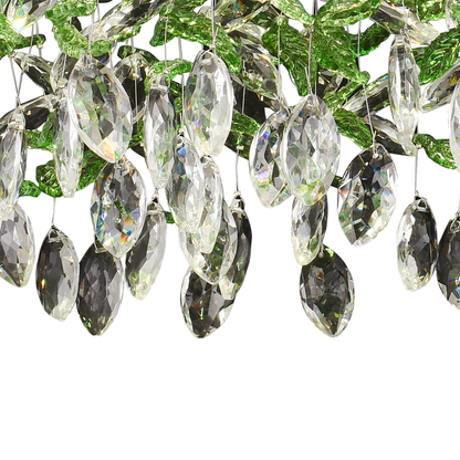 Crystal LED Chandelier LLC211/400GN Round, 22W, Cold/Warm/Neutral Light, Green Crystals, Shiny Chrome