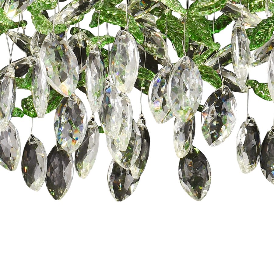 Crystal LED Chandelier LLC211/400GN Round, 22W, Cold/Warm/Neutral Light, Green Crystals, Shiny Chrome