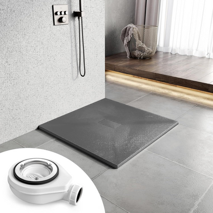 Square shower tray 90x90 cm, slim 3 cm, dark gray