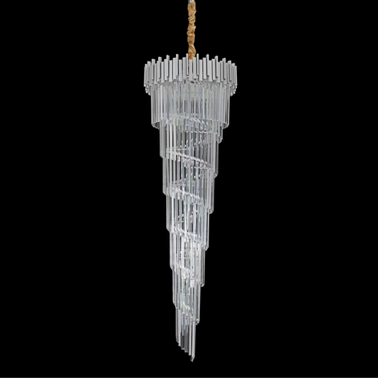 Crystal Chandelier CC110/600x1800, 28xE14, Diameter 60cm, Height 180cm, Chrome and Silver, Adjustable Height, Elegant Design