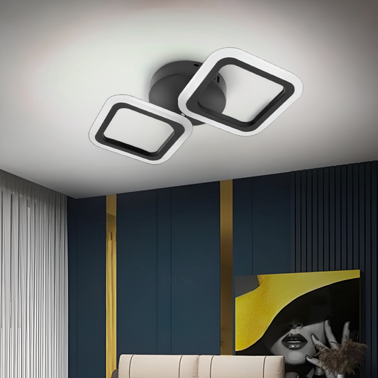 LED chandelier PULSARIS 22W, 2 Squares, Cold/Warm/Neutral light, Black