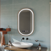 Konrad Touch LED Mirror with Defog, Clock and Temperature System 50x80 cm Brushed Gold Frame