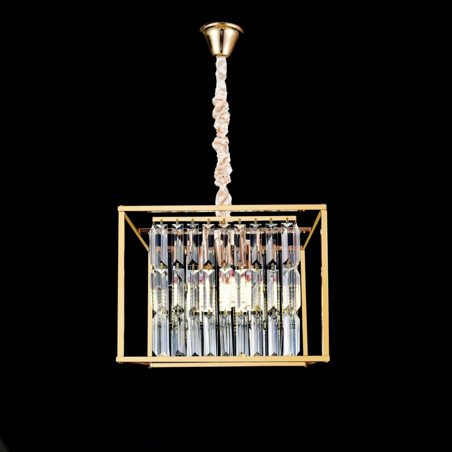 Petito Crystal Chandelier, 1676/350, 3xE14, Shiny Gold, Adjustable Height, Metal and Crystal