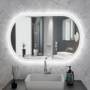 Oval LED mirror, 80x50cm, Altera Marcello MotionGlow Sensor, Demister System, Clock & Thermometer, Dimmable