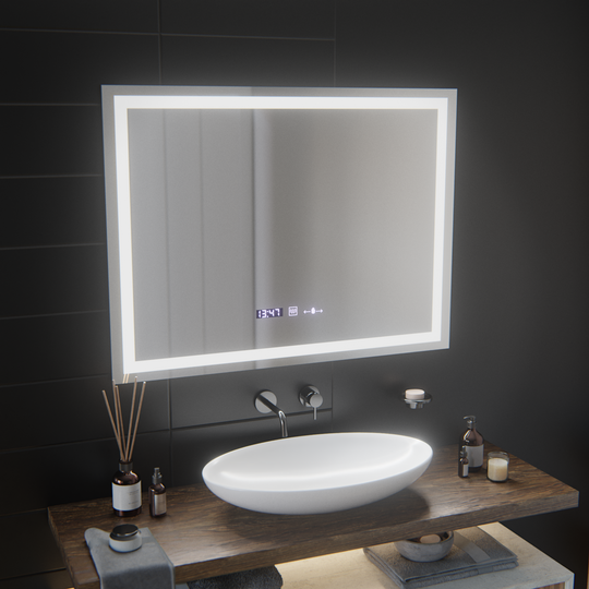 Rectangular LED Mirror, 100x75cm, Verite MotionGlow Marcello, De-fogging System, Clock & Thermometer, Dimable Marcello Mirrors Default Title Alessandro Design