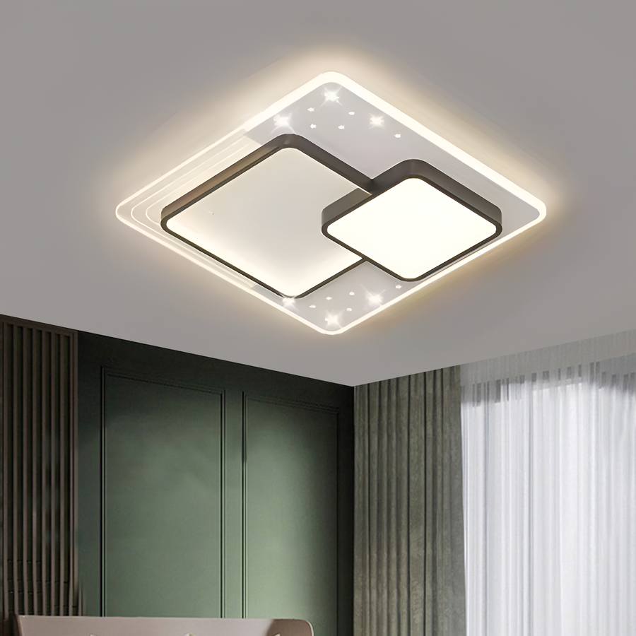 LED chandelier with remote control Velura Nocco, 125W, 3 squares, cold/hot/neutral light, unstable, black