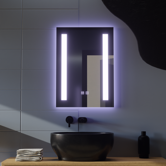 Rectangular LED mirror, 50x70cm, C206S/50X70 Touch, Demister System, Dimmable