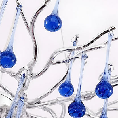 Crystal Chandelier CC335/400CH, 4x G9, Chrome and Blue Crystals, 40cm, Adjustable Height