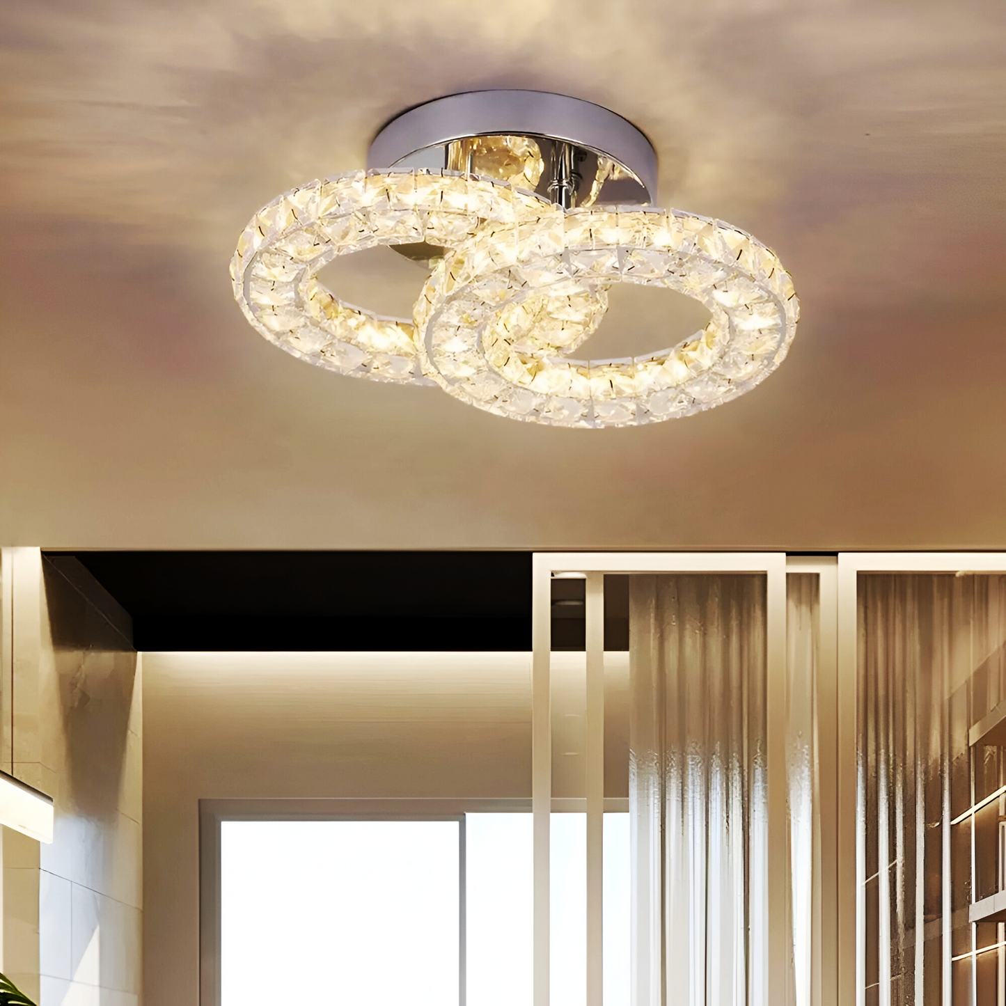 Crystal LED Chandelier with Remote Control Zabina 32W Chrome
