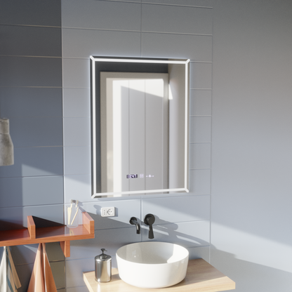 Rectangular LED mirror, 80x60cm, VillayTouch Marcello, Demister System, Dimmable