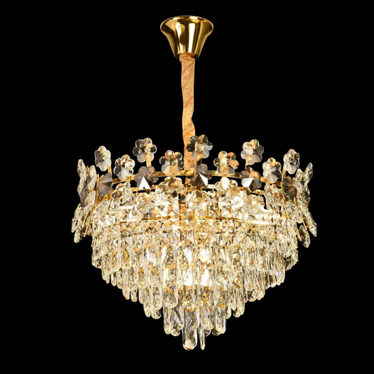 WINDSOR Eleganza Crystal Chandelier 6x E14, Diameter 49cm, Shiny Gold, Adjustable Height