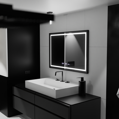 Mirror LED rectangular 120x80cm Raggio Motion Glow Marcello Defrosting System Thermometer and Dimable Clock