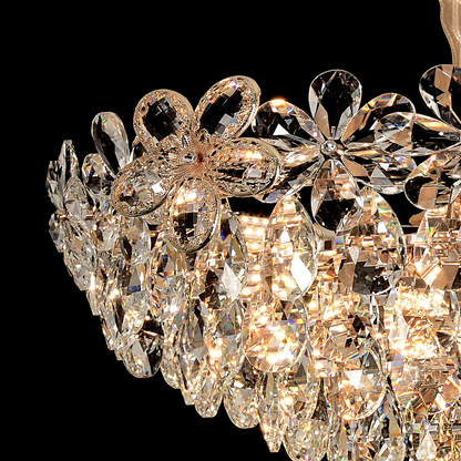 Magno Crystal Chandelier 11xE27, Diameter 60cm, Shiny Gold, Adjustable Height, Metal and Crystal