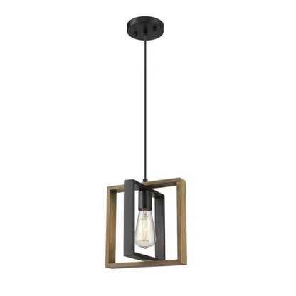 Vintage LED Chandelier LV565/4, 12W Rustic Barn, Wood and Metal, 100cm, Black