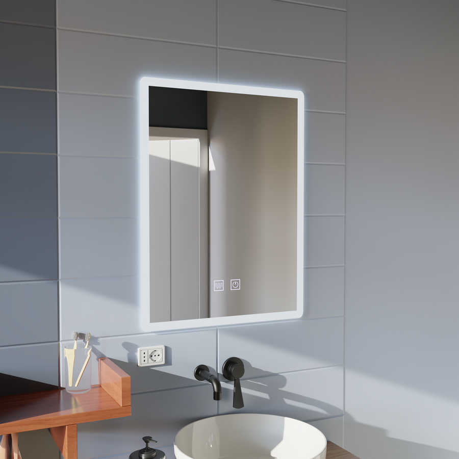 Rectangular LED mirror, 45x60cm, Touch VENERA, Demister System, Dimmable