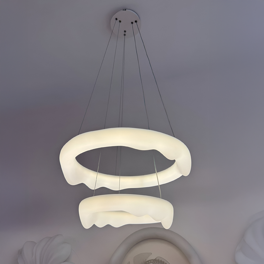 Lustra LED,  suspendata cu Telecomanda, AMADEO, 90W, Lumina Rece/Calda/Neutra, Dimabila, Inaltime Reglabila,  Alb, LT271