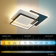 LED chandelier with remote control CHIARA 102W, 3 Squares, Cold/Warm/Neutral light, Dimmable, Black