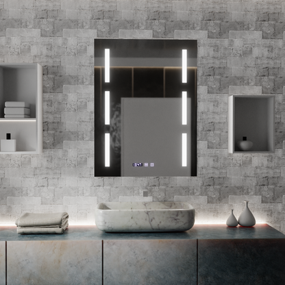 Mirror LED Touch Erich S86/60X80 Demist System, Clock and Temperature 60x80 cm