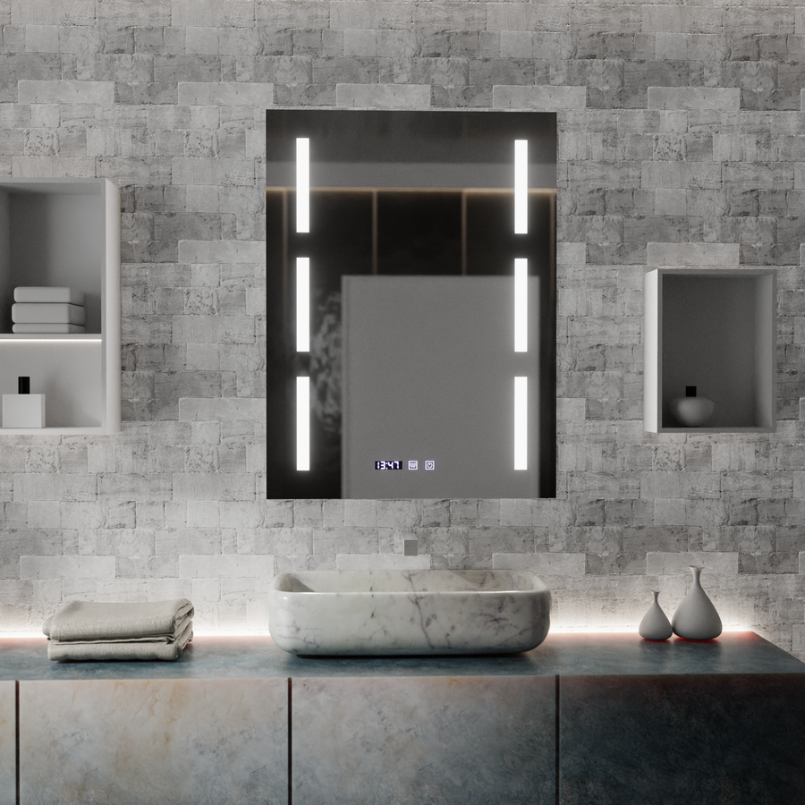 Mirror LED Touch Erich S86/60X80 Demist System, Clock and Temperature 60x80 cm
