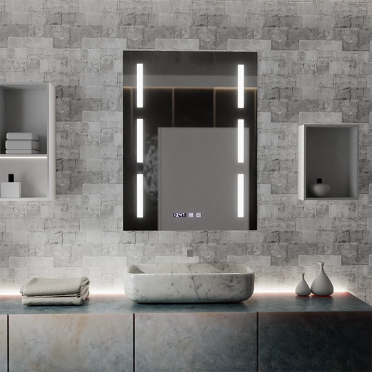 Mirror LED Touch Erich S86/60X80 Demist System, Clock and Temperature 60x80 cm