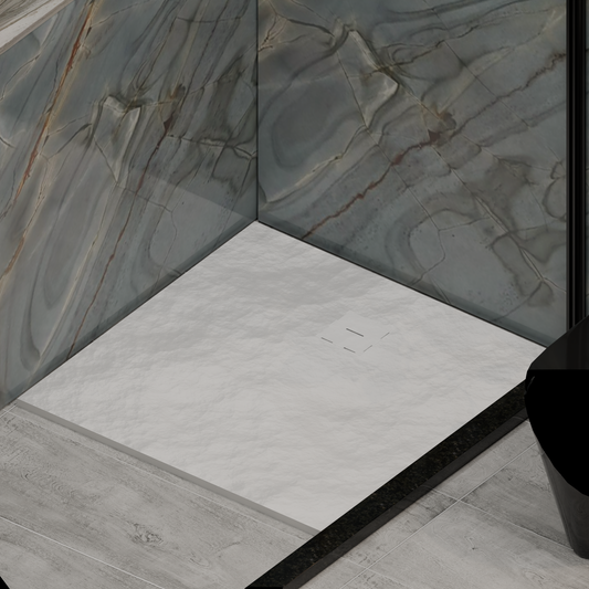 Square shower tray 90x90 cm, slim 3 cm, glossy white