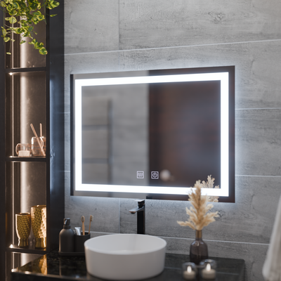 Rectangular LED Mirror 60x80cm Edge LUMINOUS Touch Defog System