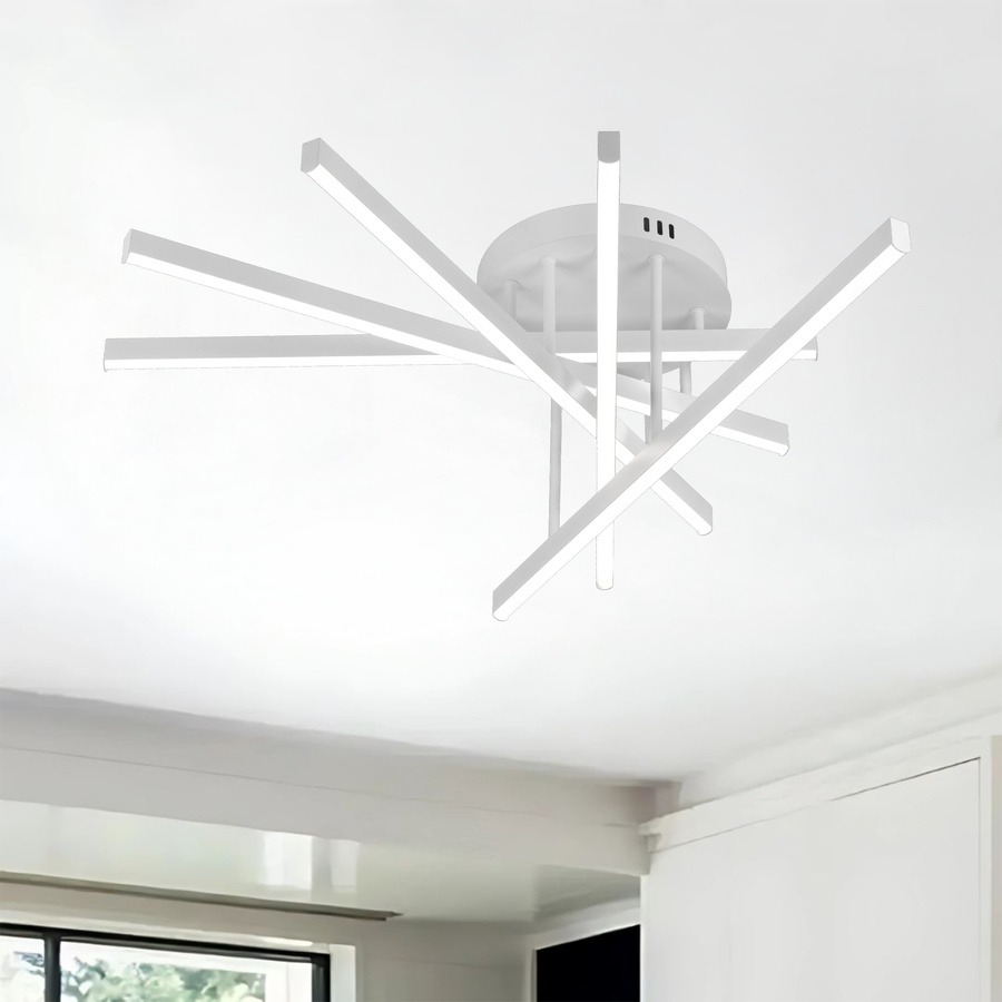 GIO Remote Control LED Chandelier, 65W, 5 Elements, Cold/Cool/Neutral Light, Dimmable, White