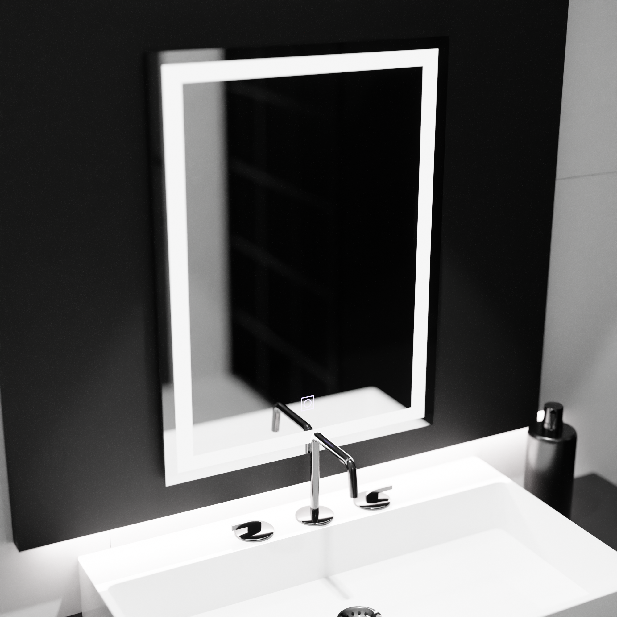 Rectangular LED mirror 60x80cm Frame Basic Touch
