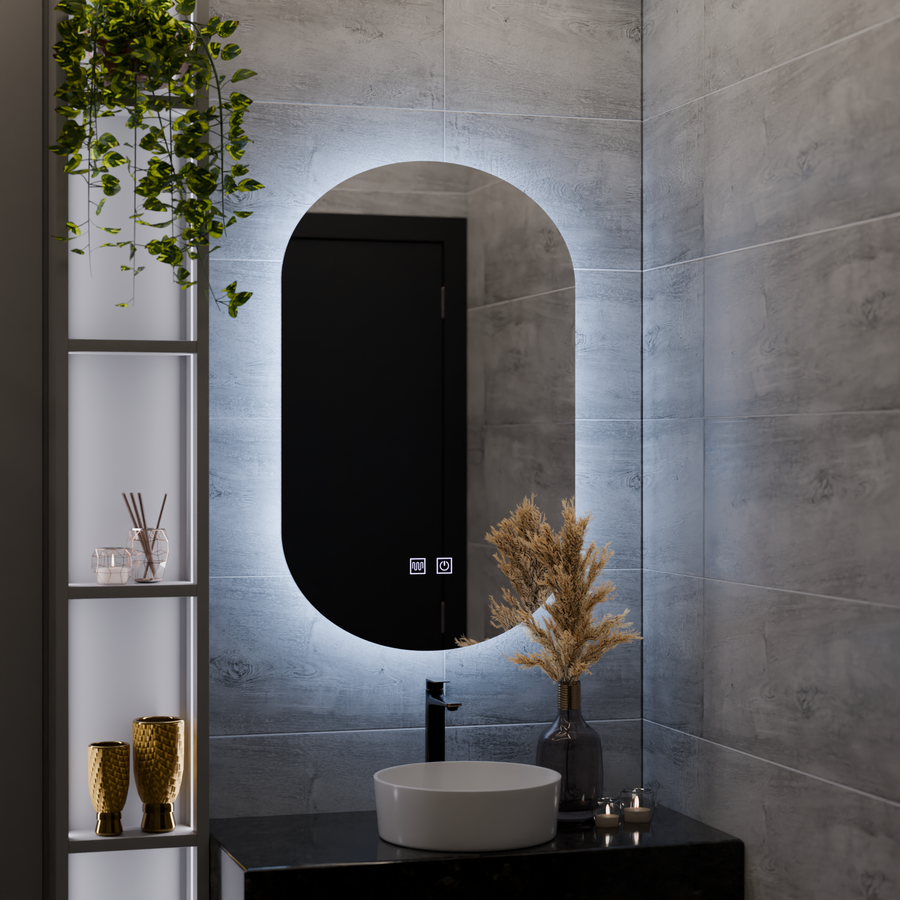 Oval LED Mirror, 50X80cm, E14S/50X80, Touch, Demister System