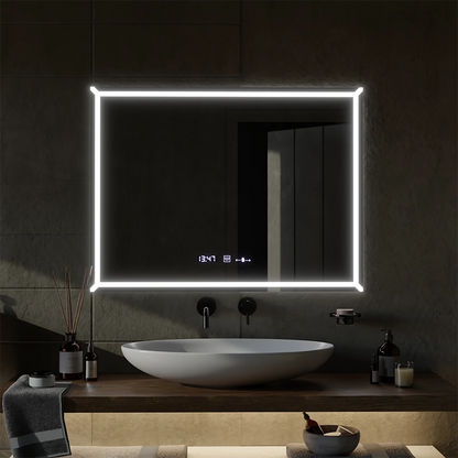 Rectangular LED mirror, 80x60cm, VillayTouch Marcello, Demister System, Dimmable