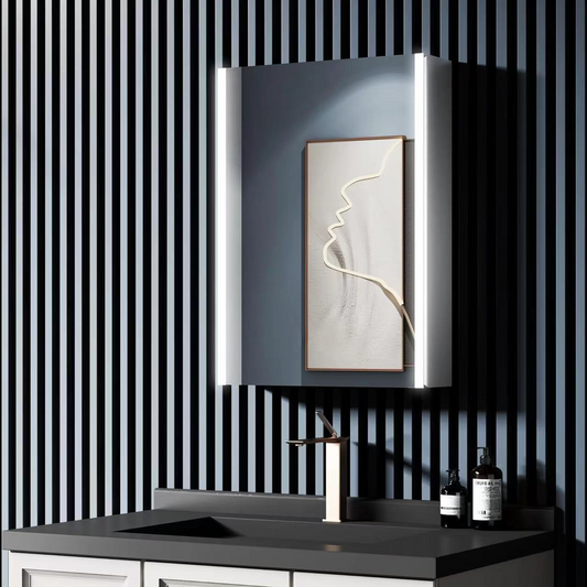 LED Mirror with Cabinet LAVIN 51x71 cm White - Vertical Strip and Compact Design