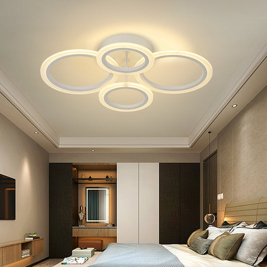 LED chandelier with remote control BETTY 44W, 4 Circles, Cold/Warm/Neutral light, Dimmable, White