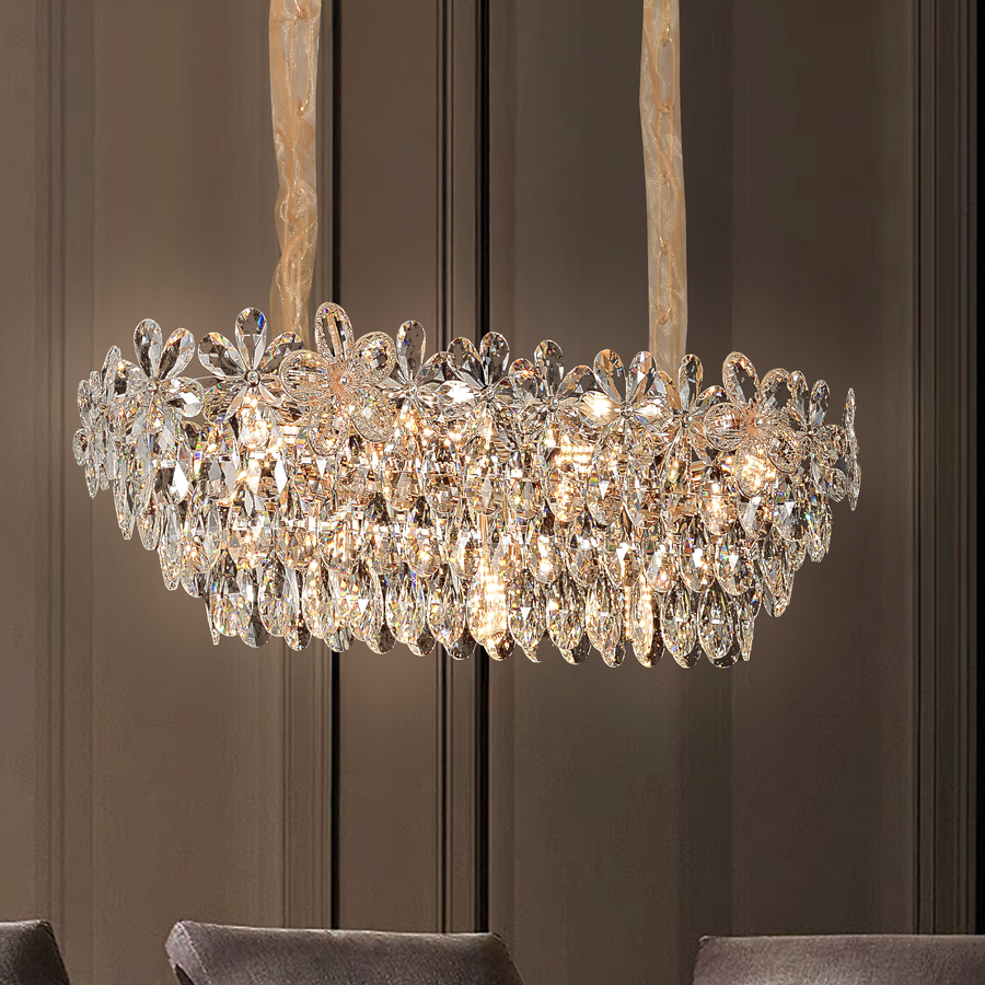 WINDSOR Regalis Crystal Chandelier 10x E27, Diameter 85cm, Shiny Gold, Adjustable Height 