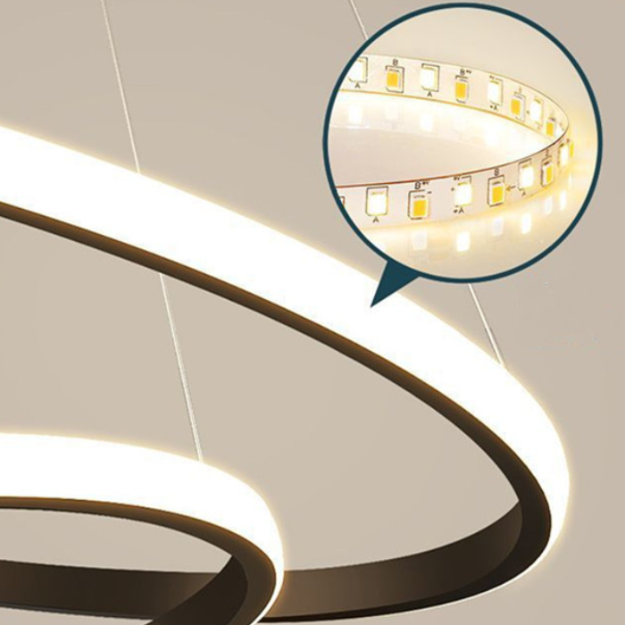 LED chandelier with ricci remote control, 25W, 2 circles, cold/hot/neutral light, unstable, black