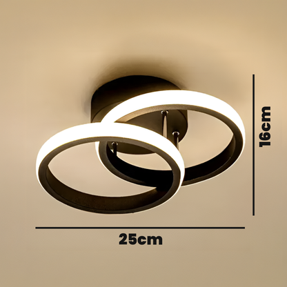 LED Chandelier VERTEX CIRCULA 22W, 2 Circles, Metal Frames, Cold/Warm/Neutral light, Black