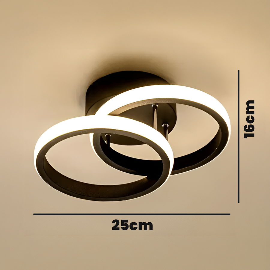 LED Chandelier VERTEX CIRCULA 22W, 2 Circles, Metal Frames, Cold/Warm/Neutral light, Black