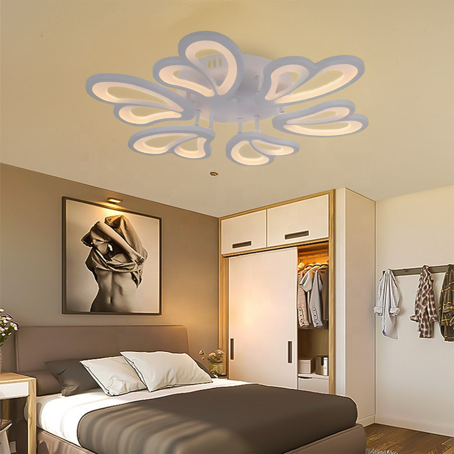 LED Chandelier with Remote Control BLOSSOM, 72W, 6 Petals, Cold/Warm/Neutral Light, Dimmable, White