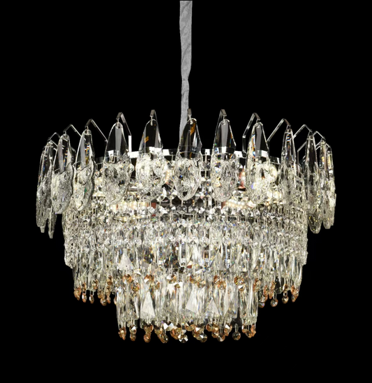 WINDSOR Eleganza Crystal Chandelier 6x E14, Diameter 49cm, Shiny Gold, Adjustable Height