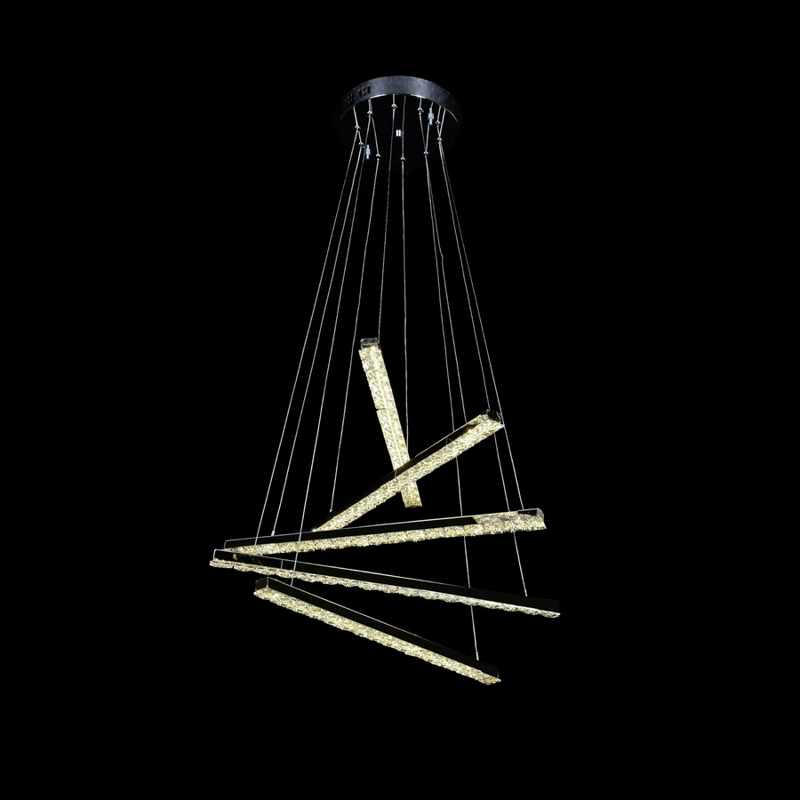 LED chandelier with LiBoria remote control, 64W, cold/hot/neutral light, unstable, silver