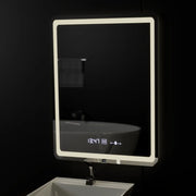 Rectangular LED mirror 60x80cm Motionglow sensor Marcellow Wizz System Defrosting Clock & Dimable Thermometer