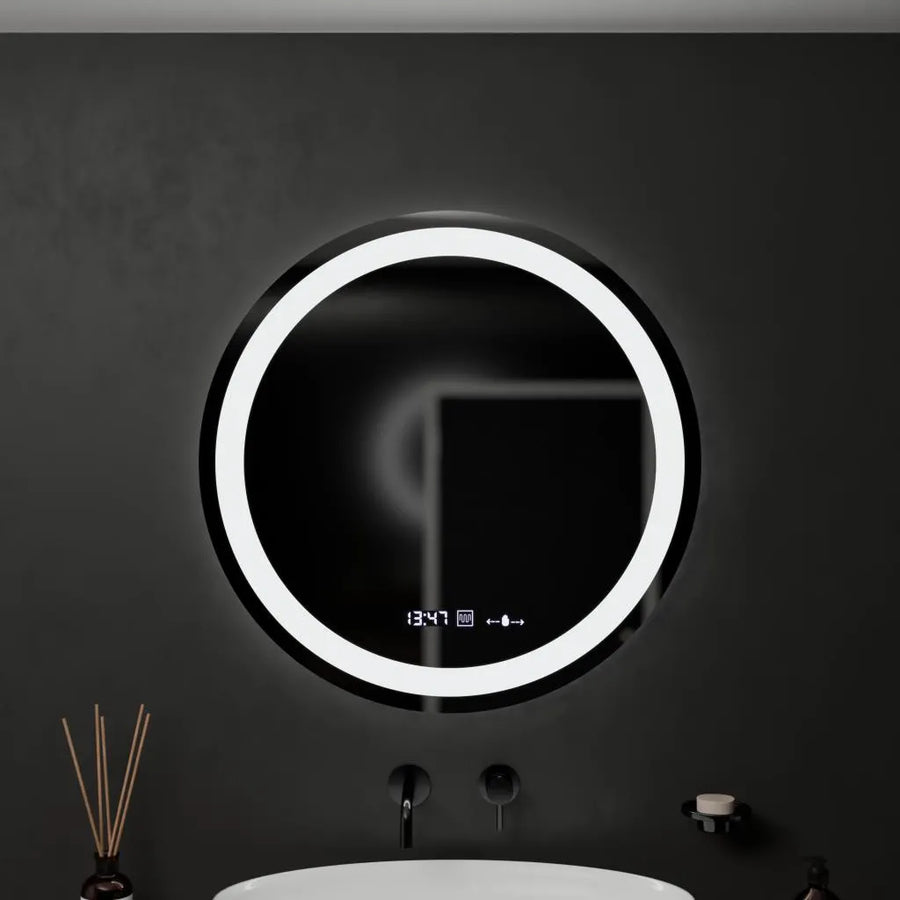60cm round LED mirror Celeste MotionGlow Marcello Dimable Clock Defrition System