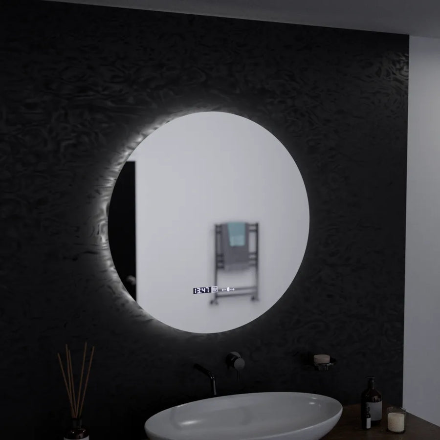 60cm round LED mirror Serenite MotionGlow Marcellow Dimable Clock Defrosting System