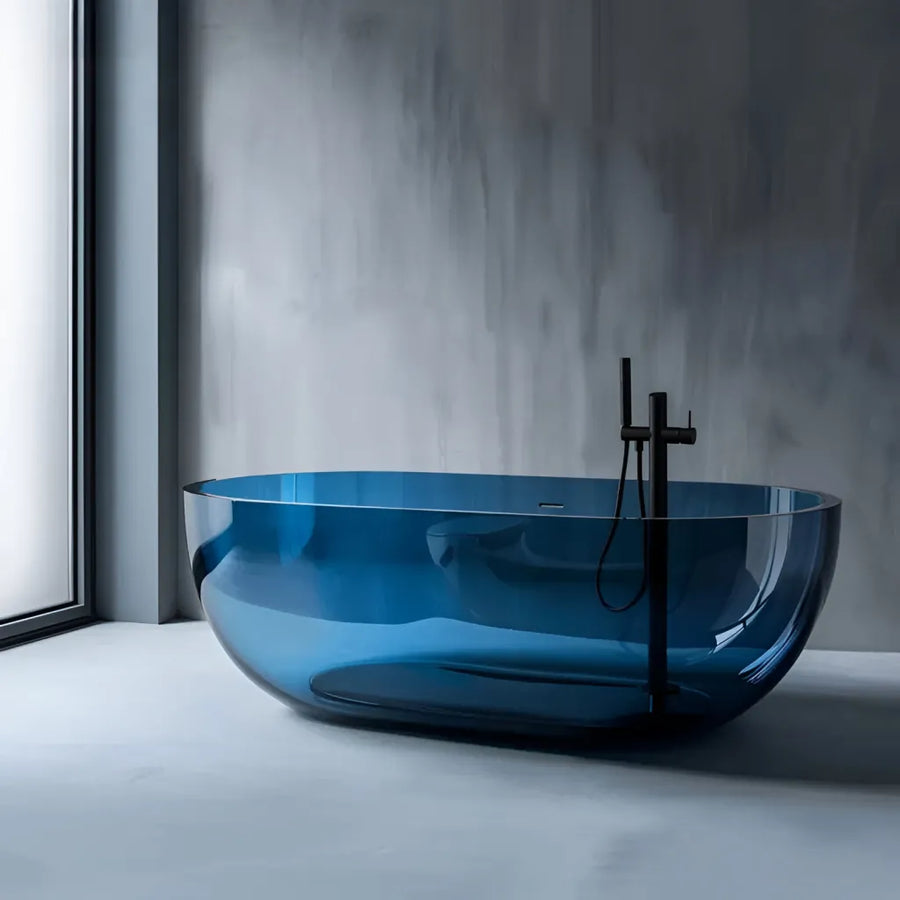 Freestanding bathtub, Oval, Sky Blue, Resin, 150x72x56cm