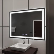 Rectangular LED Mirror 120x80cm Vérité MotionGlow Marcello, Defog System, Thermometer and Clock, Dimmable 