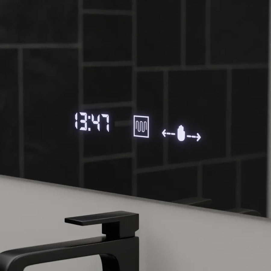 Mirror LED rectangular 120x80cm Absolu MotionGlow Marcello Dismantling Clock & Commensurial Thermometer