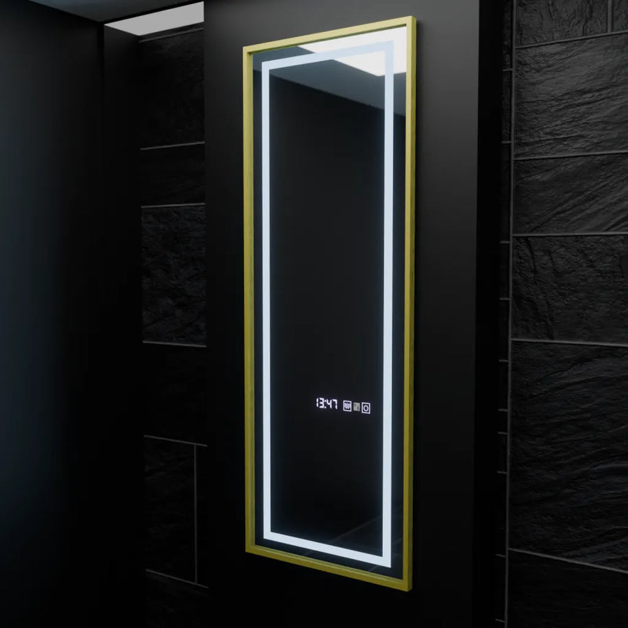 Mirror LED rectangular 45x140cm Elena Marcello Sensor Radar System Defrosting Clock & Dimable Thermometer